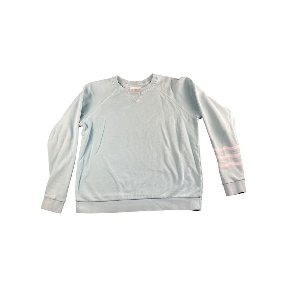 Sol Angeles Light Blue Wave Striped Raglan Sleeve Sweatshirt Top Size L